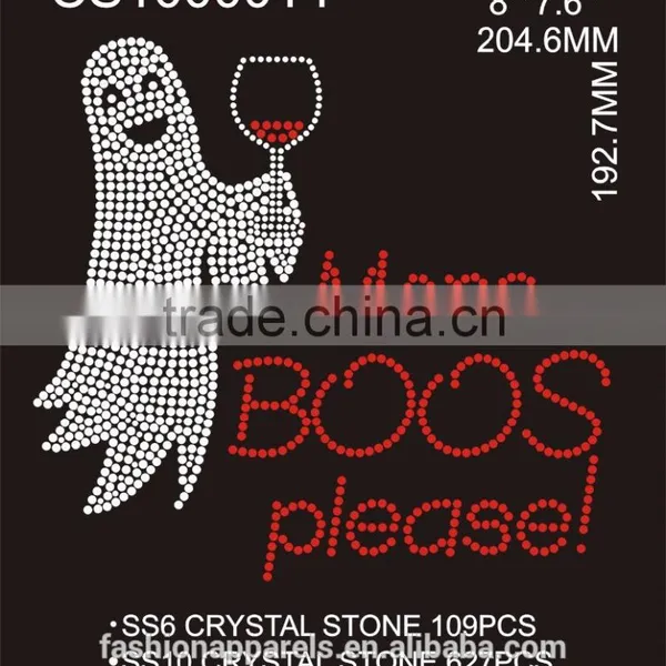 Custom Lovely Ghost Rhinestone Transfer /hot Fix Rhinestone Made in China photo-2