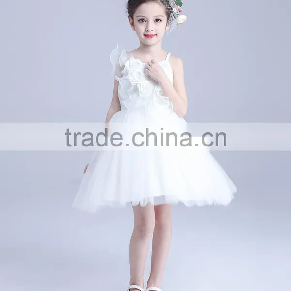 2017 White Rose Tulle Dress Women Kids Sequin Two Spaghetti Strap Dresses photo-5
