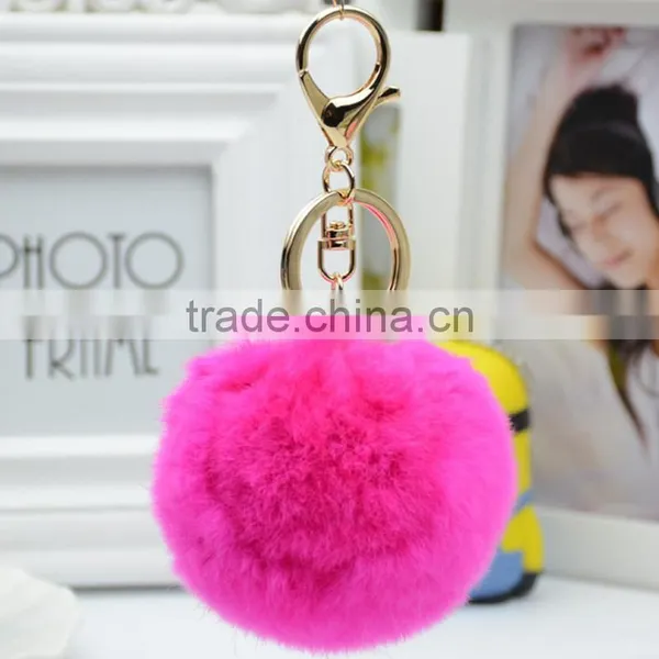 Myfur 2016 Colorful Christmas Gifts Rabbit Fur Ball Pendant Pom Pom Keychain photo-4