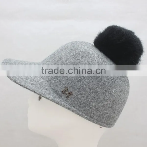Myfur Genuine Soft Fox Body Fur Pom Pom Elegant Adults Unisex Felt Fedora Hat photo-3