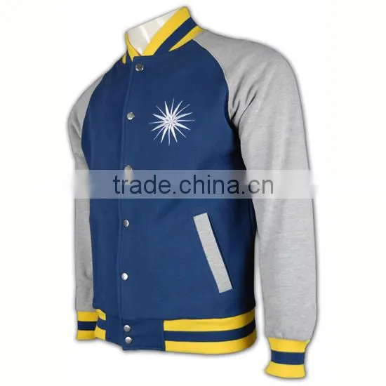 Wholesale High Quality Zip up Hoody Ribbed Cheap Mens Baseball Jacket uk photo-2