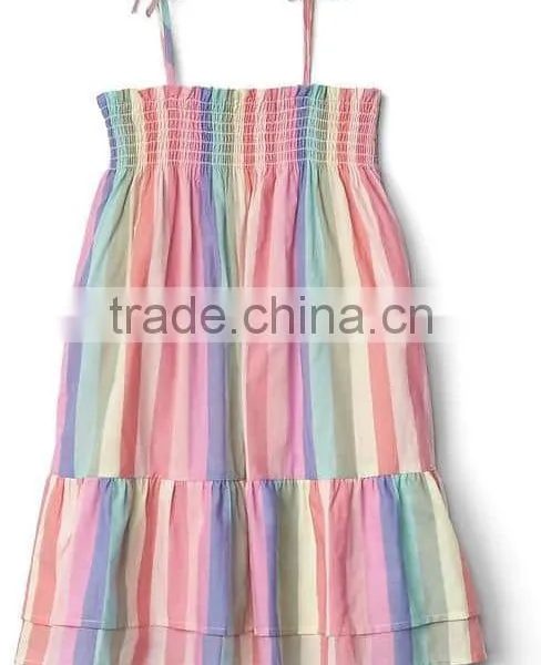 Baby Clothes 2017 Smocked Custom Baby Clothing Wholesale Summer Kids Girl Stripe Tier Smock Dress photo-4