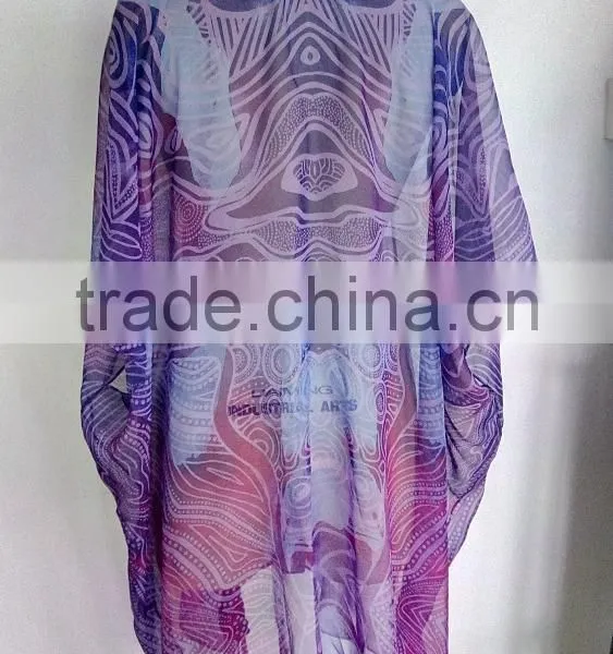 100% Polyester Women Printed Beach Boho Kimono/kaftans,Casual Fashion Chiffon Kaftans For Women photo-3
