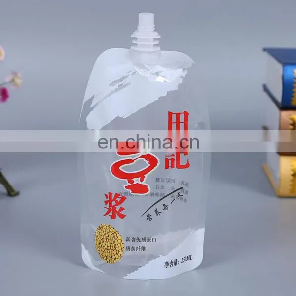 Manufacturer Customized Transparent Plastic Reusable Spout Pouch for Soymilk/juice Liquid Drinking Pouch With 250ml photo-2