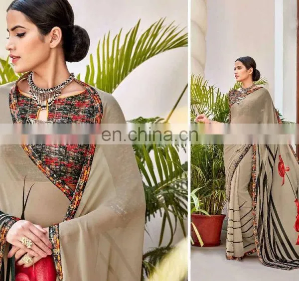 Designer Printed Georgette Saree. photo-5