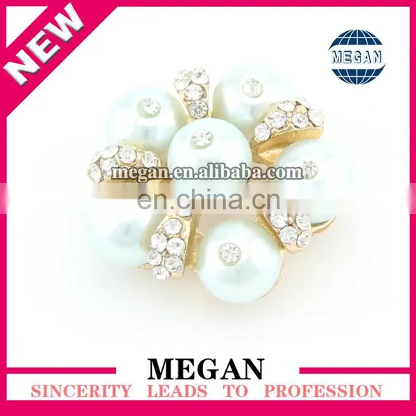 Wholesale Flower Pearl Rhinestone Button Flat Back photo-2