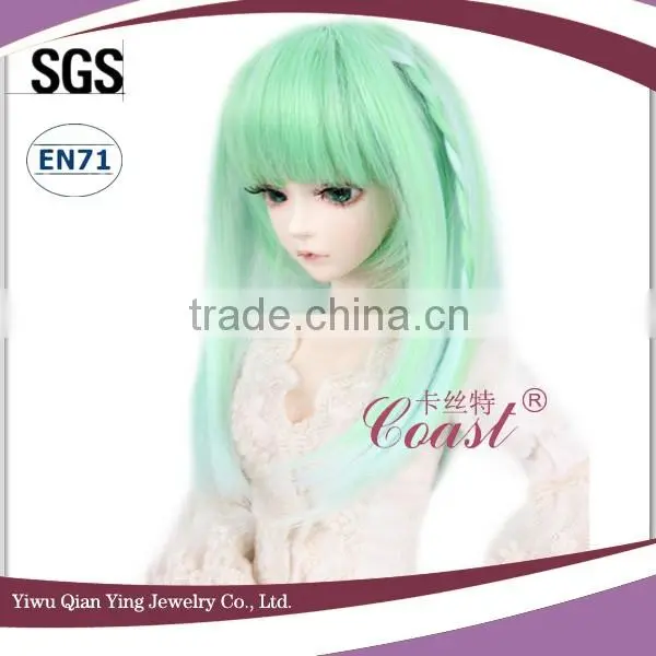 Light Green Medium Length Straight Baby Bjd Doll Wig photo-2