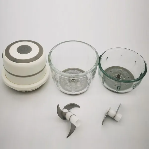 2 Glass Cup(150ml+300ml) Portable Mini Garlic Food Chopper Electric Wireless Small Food Processor photo-2