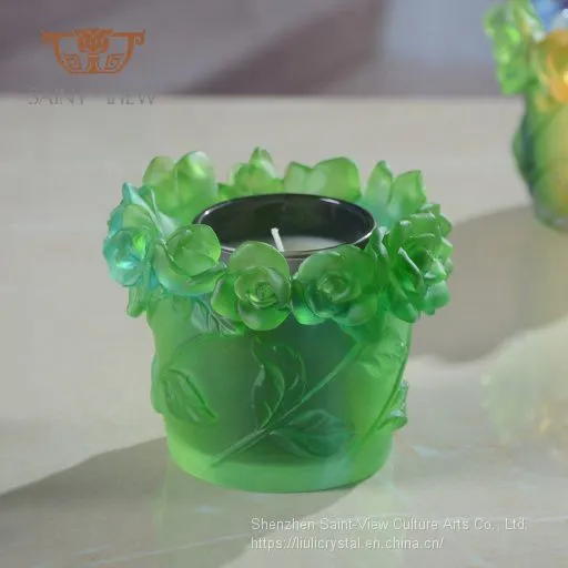 Crystal Glass Rose Flower Votive Tealight Candle Holder For Baby Shower Giveaways photo-2