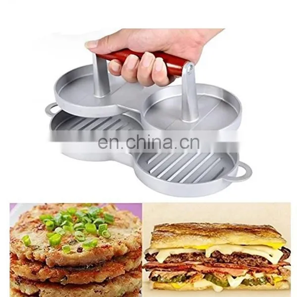 Best Quality Wooden Handle Non-stick Aluminum Burger Press With Handle photo-5