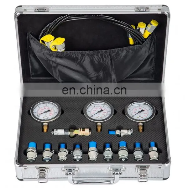 Free Fit Hydraulic Tester Hose Pressure Gauge Kit With 8 Couplings Excavator Parts Hydraulic Pressure Test Kit photo-2