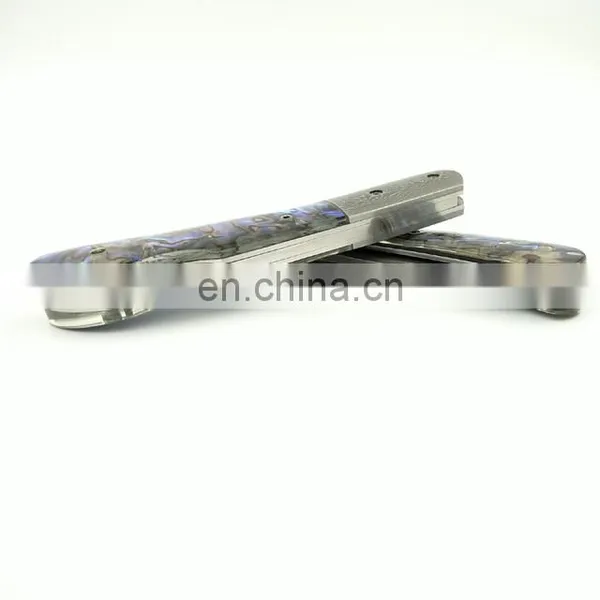 Handmade Exquisite Shell Handle Backlock Damascus Folding Gift Knife photo-5