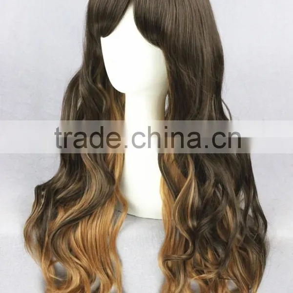 High Quality 65cm Medium Long Wave Brown Mixed Lolita Wig Synthetic Anime Wig Cosplay Hair Wig Party Wig photo-3