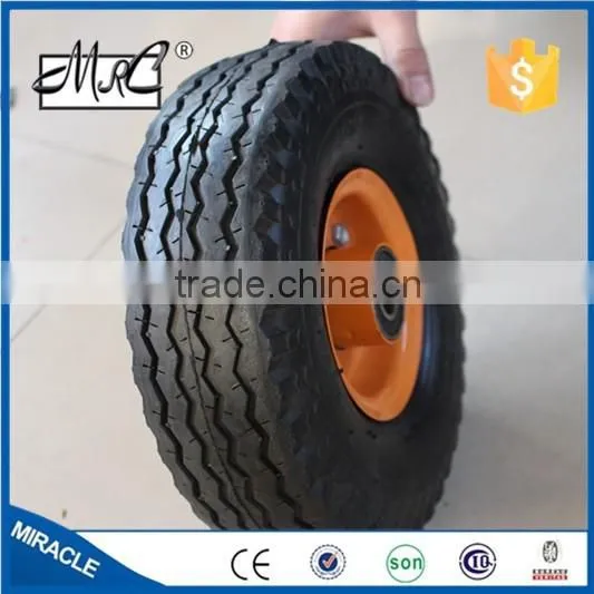 High Quality 10" 4.10/3.50-4 Nature Rubber Pneumatic Trolley Wheel With Metal Rim photo-3