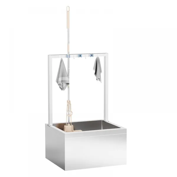 Stainless Steel Floor Mop Sink With Cleaning Tool Rack