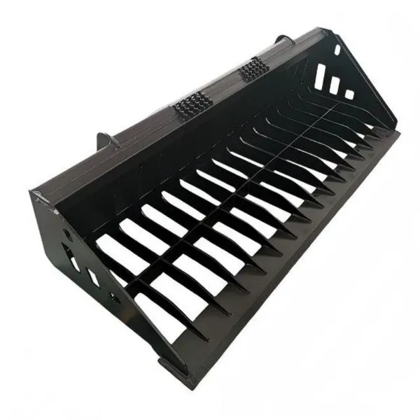 Sieve Bucket Skid Steer SSQA Skeleton Rock Bucket 14 Tines 3 Sections Smooth Edge Non Slip Step Box Frame photo-3