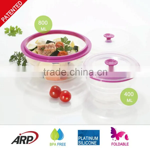 800ml Round Foldable Silicone Lunch Box Non-stick BPA FREE Food Container FDA LFGB DGCCRF Quality Choice Most Popular photo-2