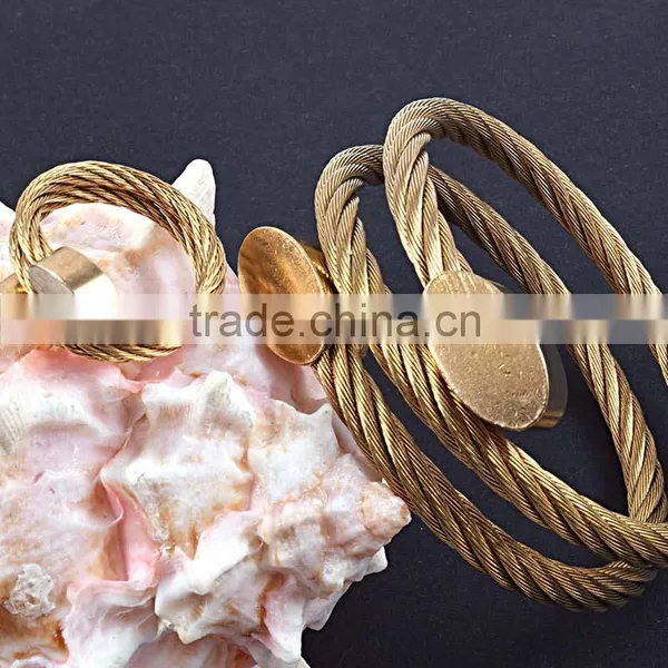 Wholesale Fashion Jewelry Wire Stainless Steel Bracelet & Rings Jewerly Sets Gold Plated Quality Choice photo-2