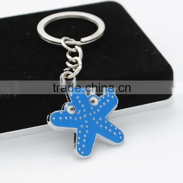Latest Promotional Children Gifts Painting Sea Star Keychain Custom Metal Key Ring photo-2