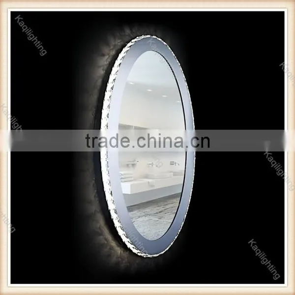 Contemporary Chrome Crystal Mirror Wall Lamp for Bedroom