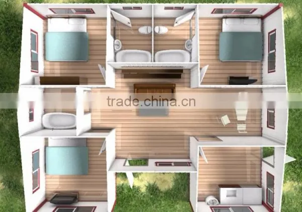Low Cost Hot Galvanized Steel Prefab House Three Bedroom Home Plans With Fast Assembly Supplier's Choice photo-2