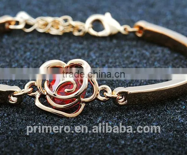 Wholesale Jewelry Women Fashion Cute Flower Crystal Party Chain Link Bracelets Bangles photo-5