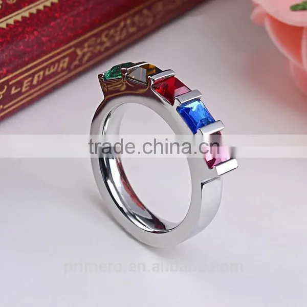 Womens CZ Diamond Rainbow Rhinestone Classic Engagement Bridal Designs Fashion Jewelry Ring photo-2