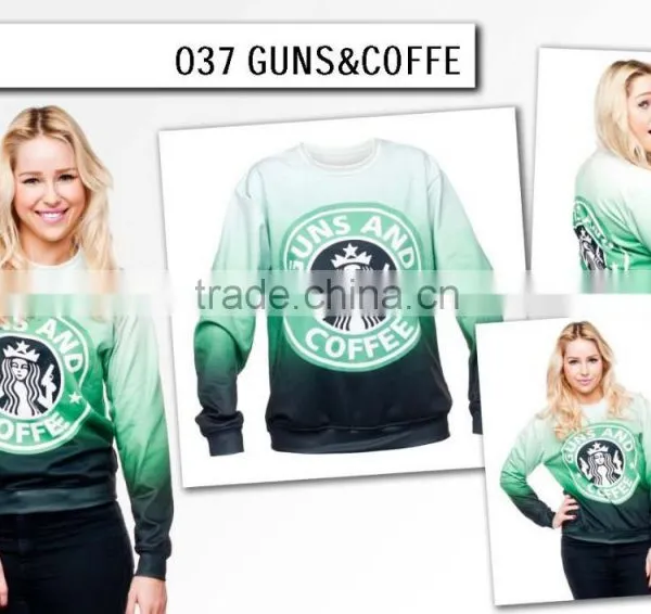 no Hood Gun Coffee Sweatshirts 3d Digital Print Fullprint Crewneck Sweatshirt Spring Autumn Unisex Custom Oversized Pullover photo-4