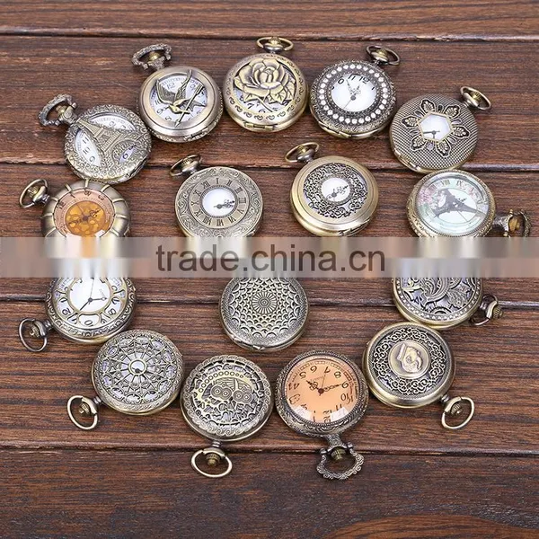 2016 Classic Vintage Bronze Quartz Pocket Watch In Bulk Hollow Watch Mens Pendent Necklace For Gift Box Quality Choice photo-2