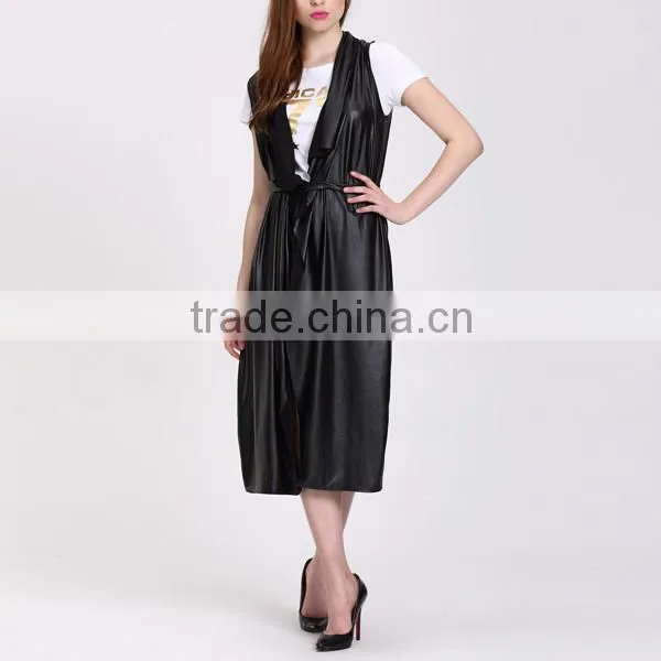Wholesale Hot Selling Products Black Sleeveless Coat Women Fashion Long Coats in Guangzhou photo-3