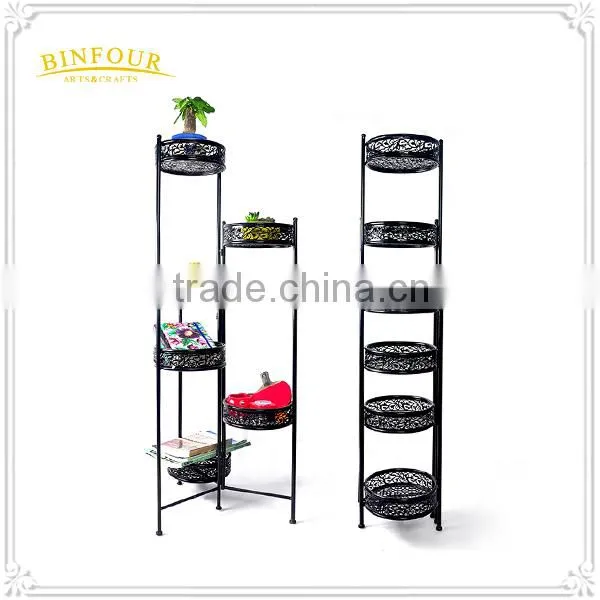 6 Layers Metal Black Round Foldable Plant Stand photo-5