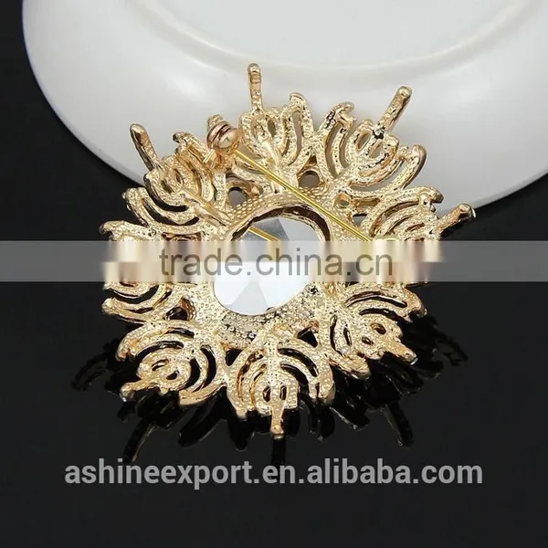 Generous Oval Bulk Crystal Sun Flower Rhinestone Brooch/handmade Rhinestone Brooch photo-2