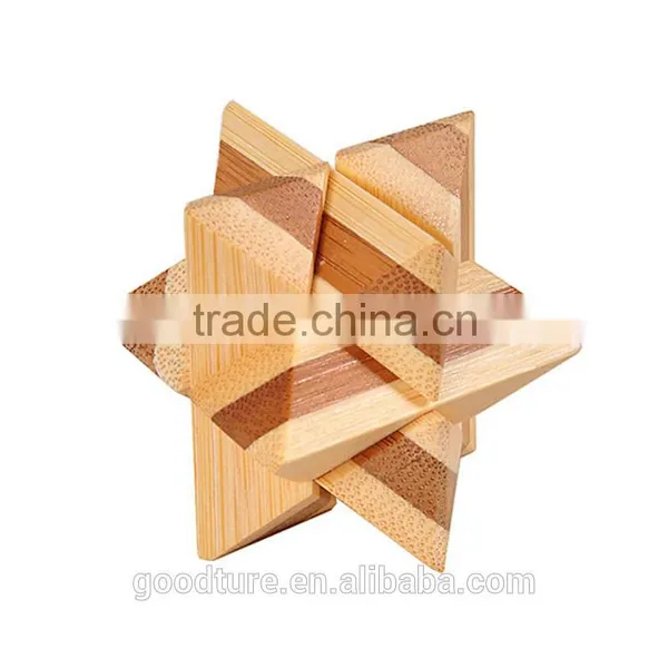 2015 Hot Sale Bamboo IQ Intelligent Puzzle Magic Puzzle Kongming Lock Brain Teaser Model Number GAD1123