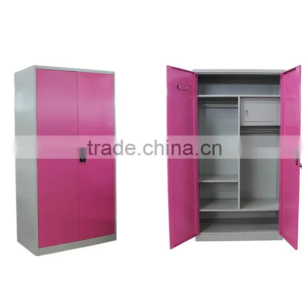Modern Steel Bedroom Furniture Metal Cloth Storage 2 Door Wardrobe photo-3