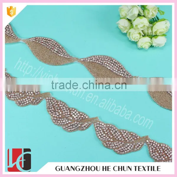 HC-4830-1 Hechun Rhinestone Fashion Beaded Ribbon Trim for Dyeable Cothing photo-5