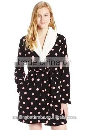 Women Wholesale Coral Fleece Microfiber Leopard Bathrobe photo-3