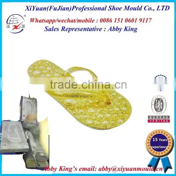 Elegant Moulded Pvc Strap Flip Flops Beads Slipper,Shinning Flourescent EVA Women Slippers/Flip Flops Mold,PVC Shoe Sole Mould