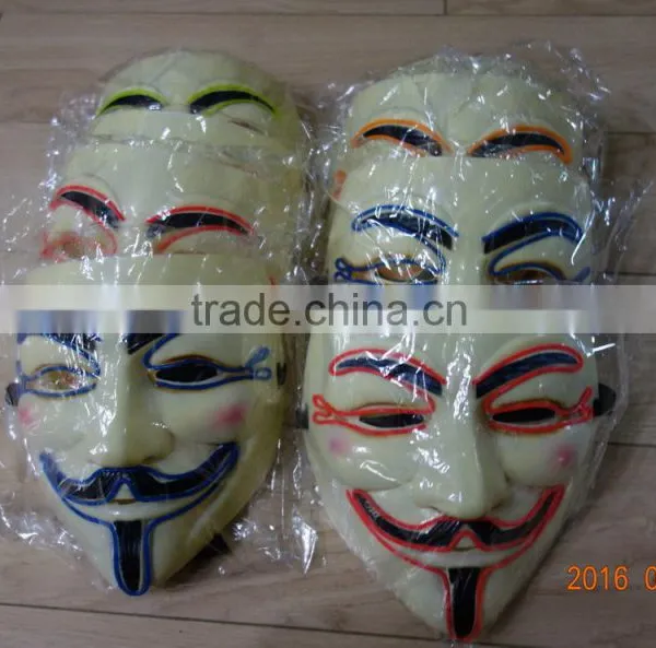 V for Vendetta el Wire Mask / EL Wire Halloween Mask / EL WIRE Masquerade Face Mask photo-3