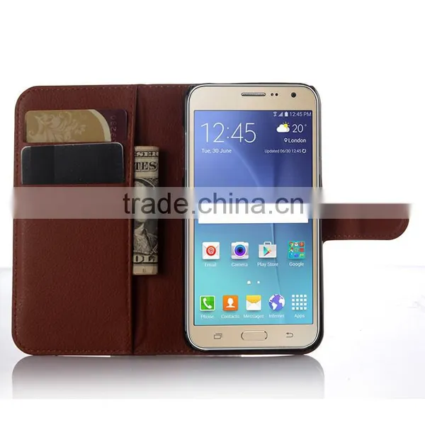 Factory Price Lichee Leather Pouch Wallet Case Folio Stand Cover for Samsung GALAXY J2 J200 photo-6