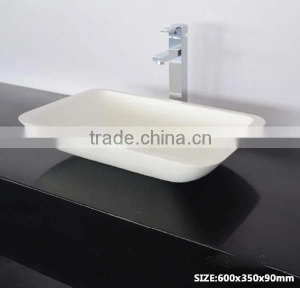 Modern Acrylic Solid Surface Wall Hung Wash Basin,Solid Stone Resin Wash Basin photo-2