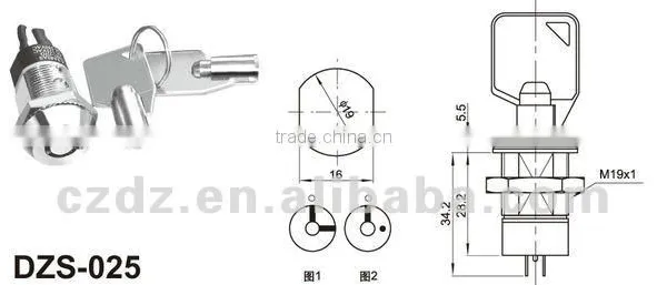 Metal 12mm Key Lock Switch On/off,12mm Metal Security Key Switch Key Operated Switch photo-6