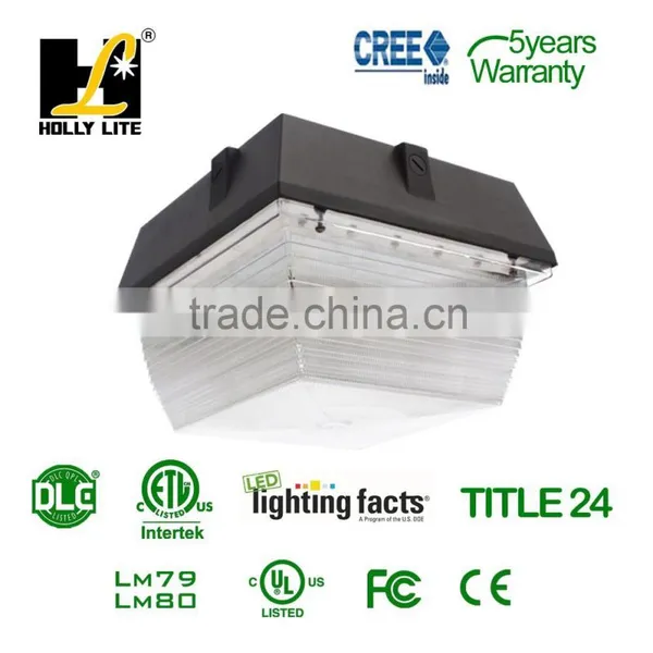 Sqaure Gas station LED canopy lights with DLC and ETL,5 years warranty