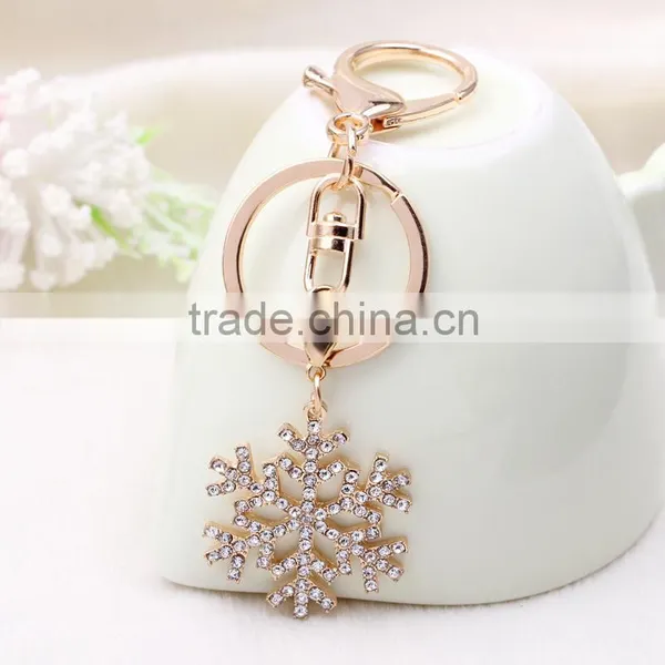 New Fashion Cute Keychain For Keys Wholesale Christmas Gift Rhinestone Snowflake Key Chain For Woman Jewelry photo-2