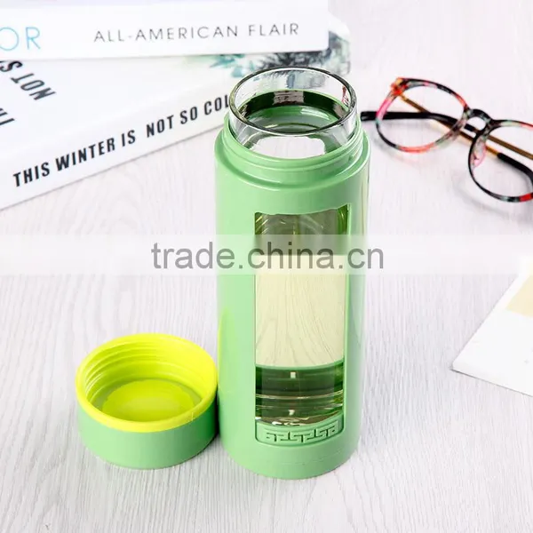 Best Sale Drinking 500 ml Green Sport Glass Water Bottle With Fruit Infuser photo-4