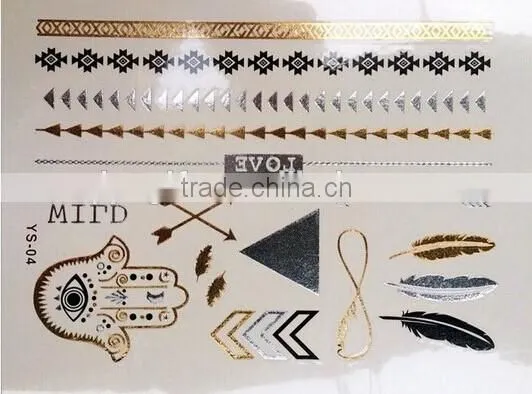 CMYK Machine Printing Body Jewelry Temporary Gold Tattoos photo-2