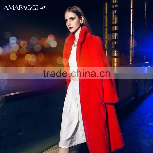 Red Mink Fur Parka Coat Wholesale