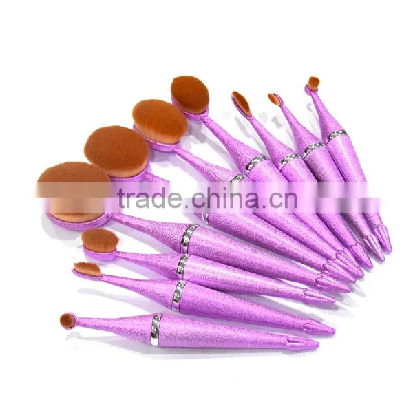 10pcs Pink Oval Multi-purpose Full Usage Use Makeup Brush Ruber Handle Toothbrush Set photo-3