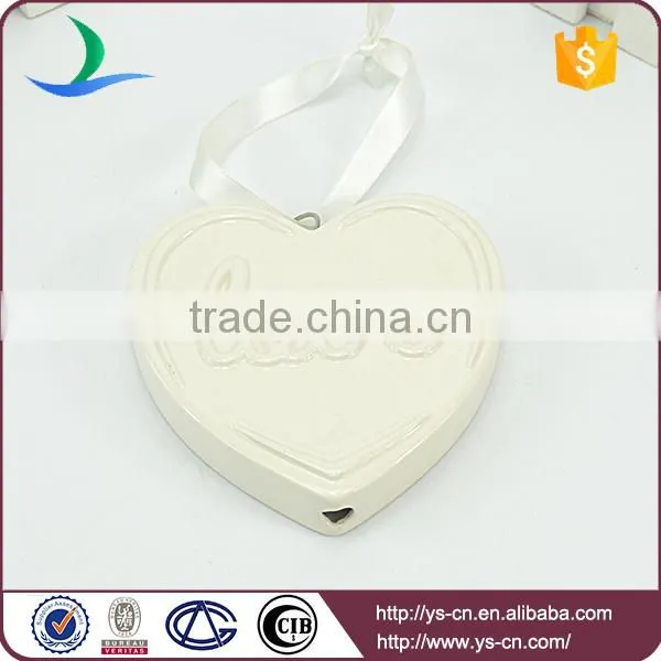 Heart Shape Ceramic Decoration With Love Relief photo-5