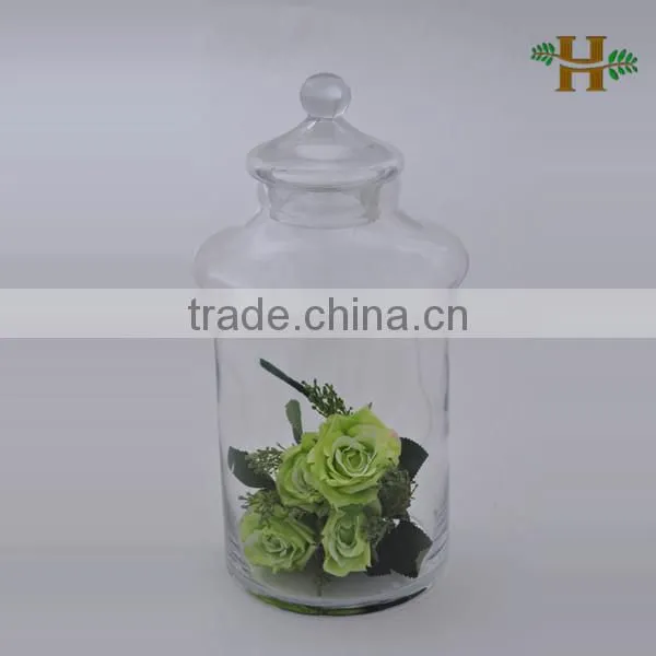 Handmade Big Cylinder Shaped Glass Jar With a Little Lid, Clear Large Suite Glass Pot for Kitchen