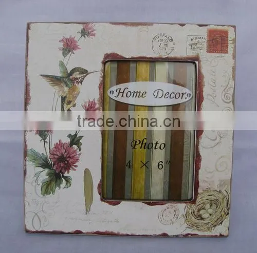 Beautiful Paper Printing Wooden Photo Frame 4x6'' Opening With Birds and Flower Desgin photo-3